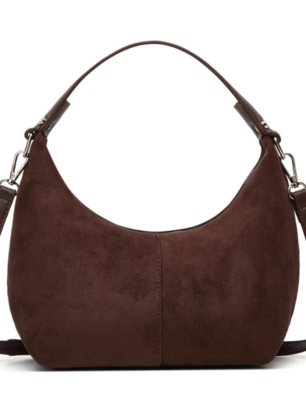 Suede Crescent Tote Bags for Women Vintage Shoulder Bag Brown Suede Handbag